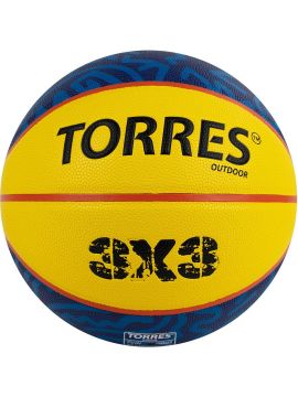 Мяч баск. TORRES 3х3 Outdoor, р. 6, 8 панелей, ПУ,бут.кам,нейл.корд,жёлто-синий