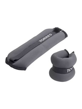 Утяжелители универсальные TORRES 1 кг, (2штх500г), неопрен, металл. песок, серо-черный