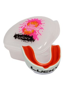 Капа (защита рта) детская FLAMMA-Lucky ORANGE с футляром (резина, гель, детский, Белый/оранжевый)