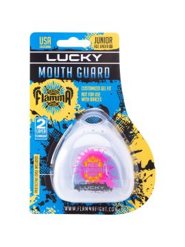 Защита рта (капа) детская FLAMMA - Lucky BLUE с футляром (резина,гель, детский, Белый/синий)