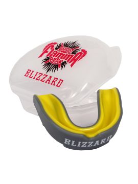 Защита рта (капа) FLAMMA - BLIZZARD GRAY с футляром, взрослый, серый/желтый